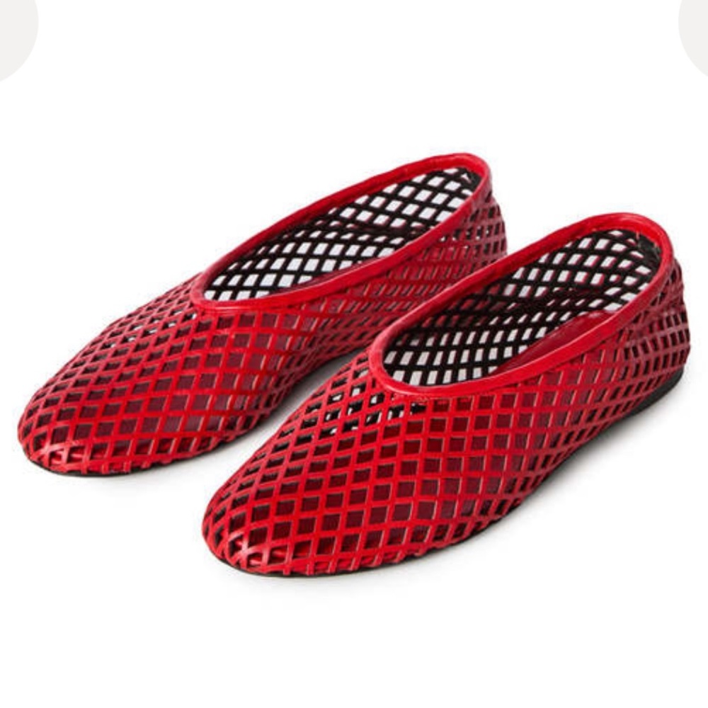 Proenza Schouler Red Tee Perforated Ballet Flats